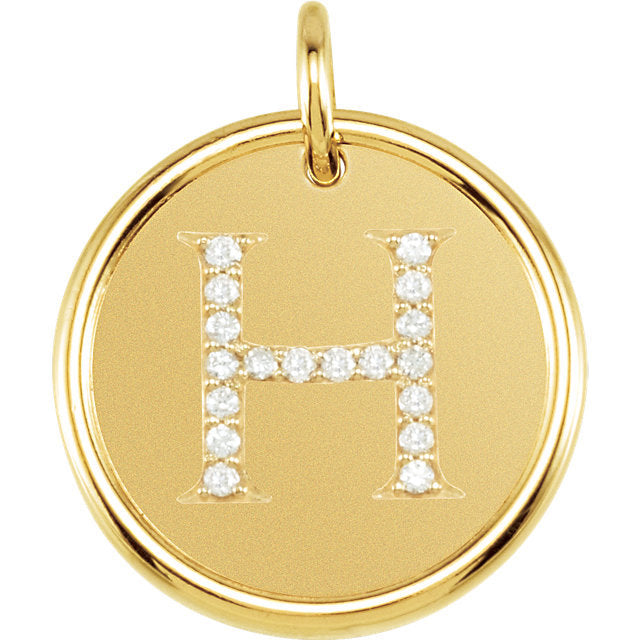 14K Yellow Rose White Gold Genuine Diamond Uppercase Letter H Initial Alphabet Pendant Charm Custom Made To Order Personalized Engraved
