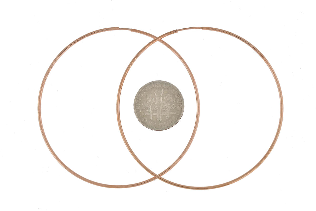 14k rose gold classic endless round hoop earrings 56mm x 1.25mm