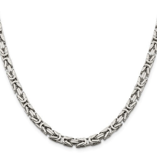 solid 925 sterling silver 5mm thick polished byzantine bracelet anklet choker necklace chain