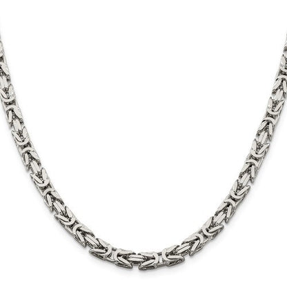 solid 925 sterling silver 5mm thick polished byzantine bracelet anklet choker necklace chain
