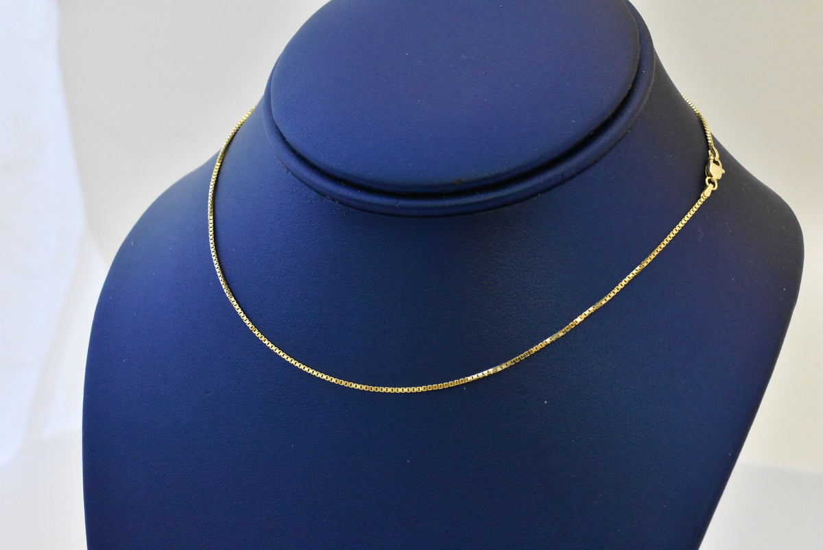 14k yellow gold 1mm box bracelet anklet choker necklace pendant chain