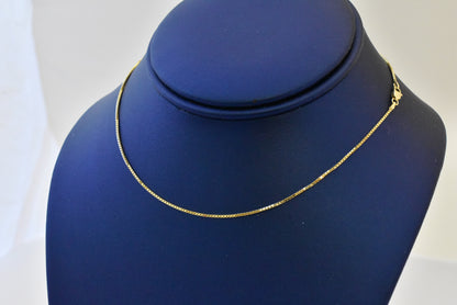 14k yellow gold 1mm box bracelet anklet choker necklace pendant chain