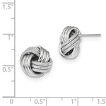 Load image into Gallery viewer, 14k White Gold 13mm Textured Love Knot Stud Post Earrings
