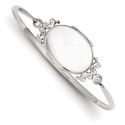 sterling silver oval locket bangle bracelet custom engraved personalized monogram