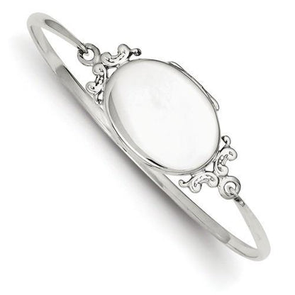 sterling silver oval locket bangle bracelet custom engraved personalized monogram