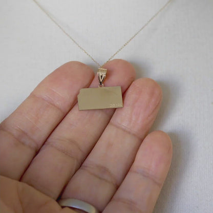 14K Gold or Sterling Silver Kansas KS State Map Pendant Charm Personalized Monogram