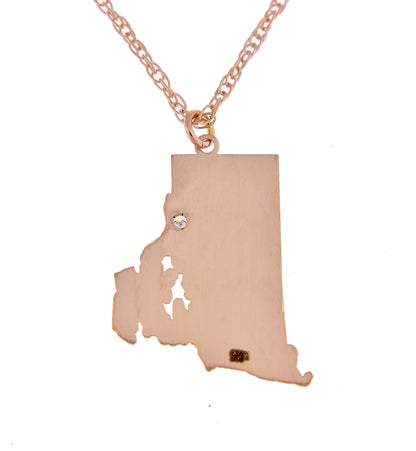 14k 10k yellow rose white gold diamond silver rhode island ri state map personalized city necklace