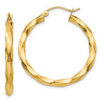 Lataa kuva Galleria-katseluun, 14K Yellow Gold Twisted Modern Classic Round Hoop Earrings 30mm x 3mm
