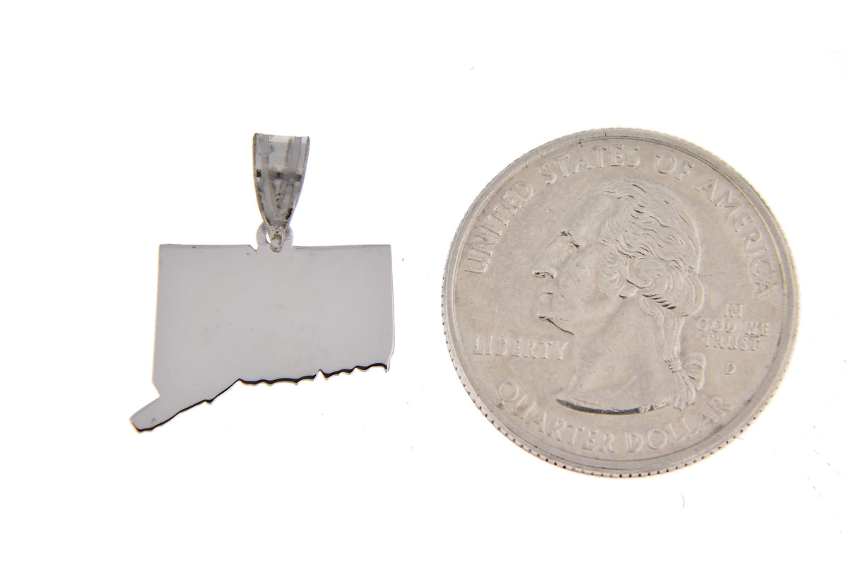 14k gold or sterling silver connecticut ct state map pendant charm personalized monogram
