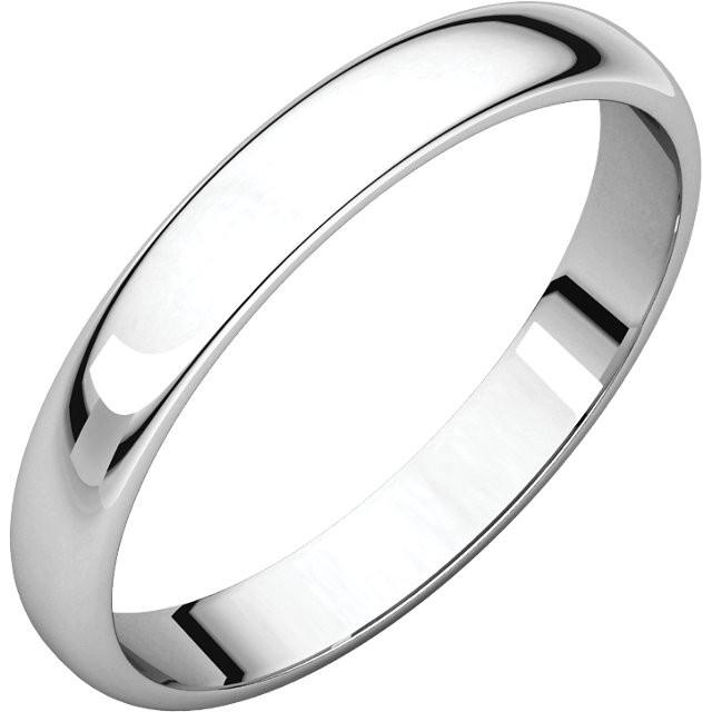 14k White Gold 3mm Wedding Anniversary Promise Ring Band Half Round Light