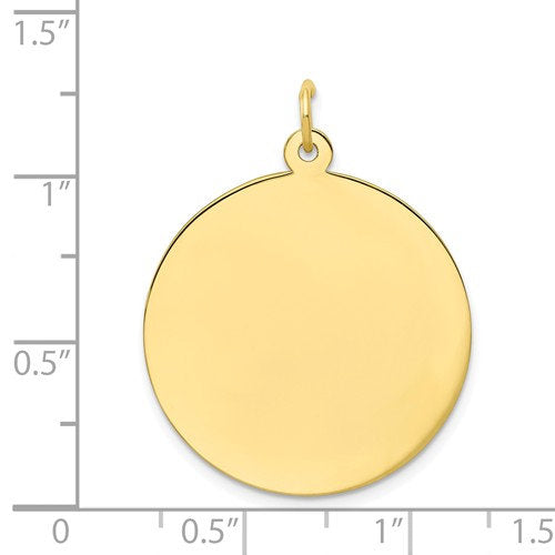 10k Yellow Gold 24mm Round Circle Disc Pendant Charm Personalized Monogram Engraved