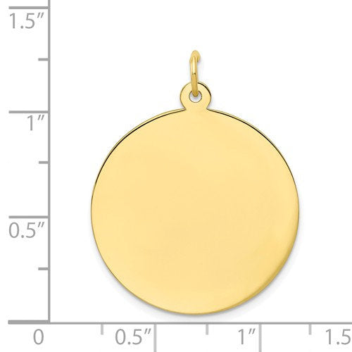 10k yellow gold 24mm round circle disc pendant charm personalized monogram engraved