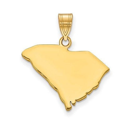 14k gold or sterling silver south carolina sc state map pendant charm personalized monogram