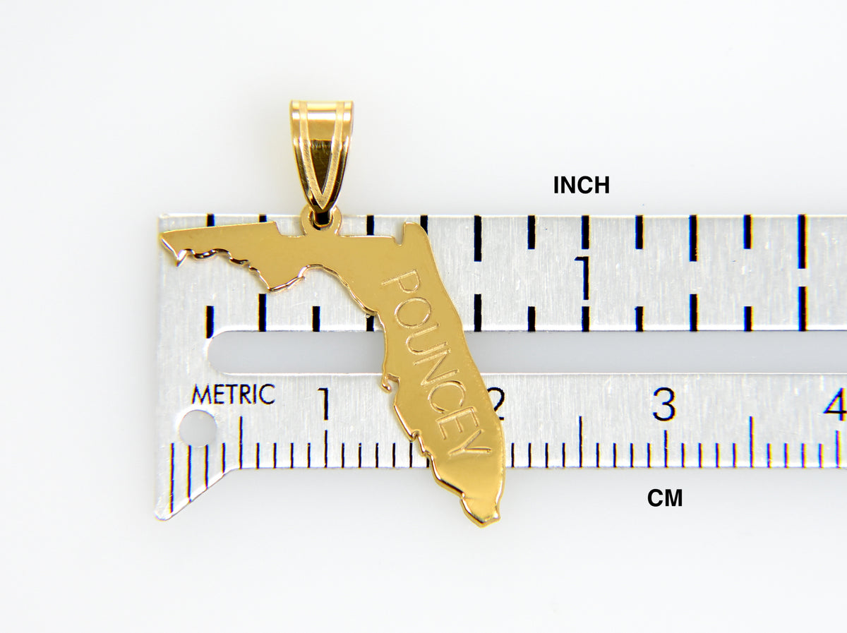 14k gold or sterling silver florida fl state map pendant charm personalized monogram