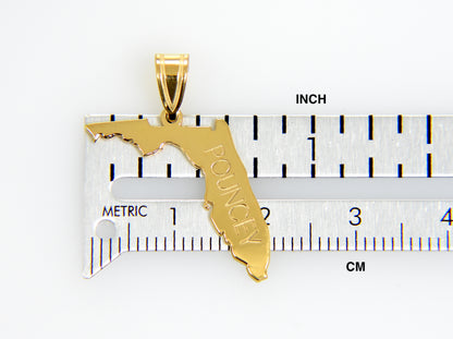 14k gold or sterling silver florida fl state map pendant charm personalized monogram