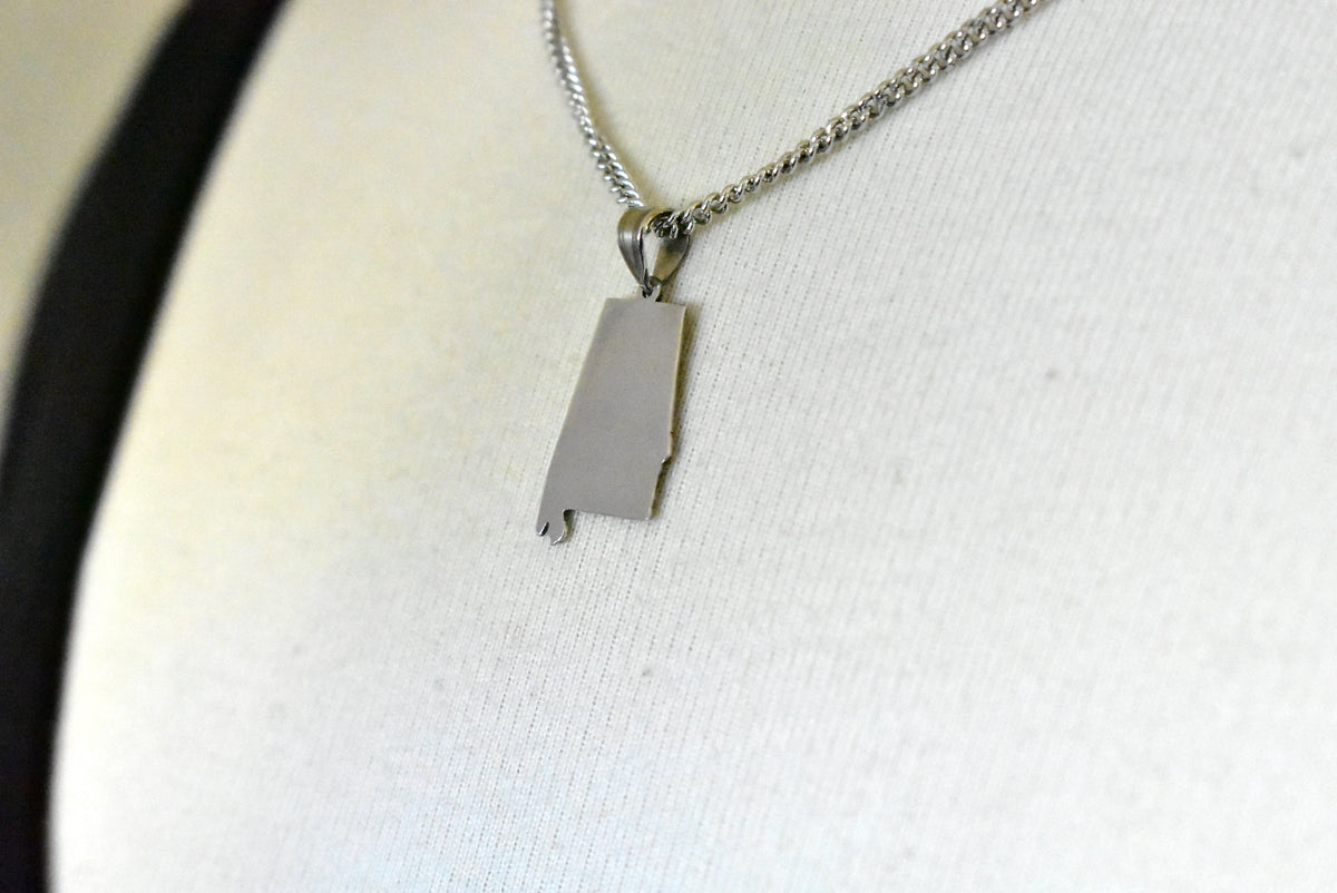 14k gold or sterling silver alabama  al state pendant charm personalized monogram