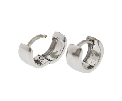 14k white gold classic huggie hinged hoop earrings 9mm x 6mm