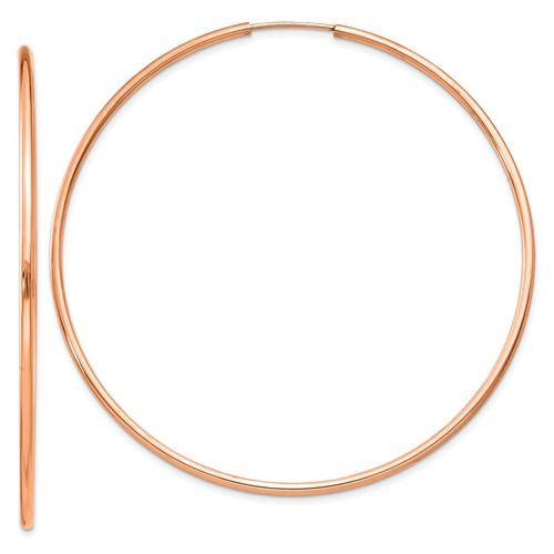 14k rose gold classic endless round hoop earrings 55mm x 1.5mm
