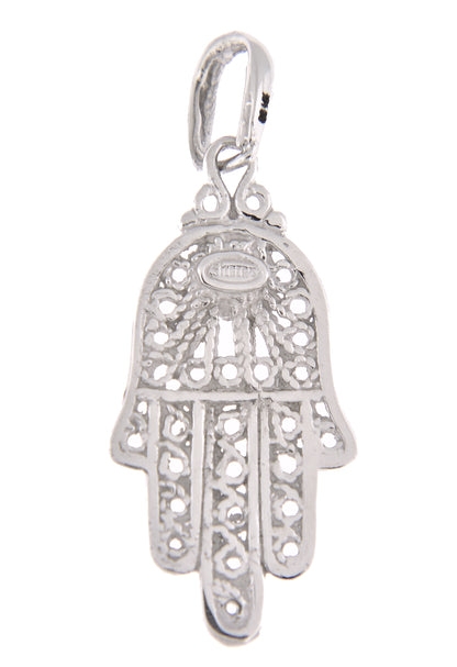 14k white gold turquoise hand of god hamsa chamseh pendant charm