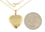 Lataa kuva Galleria-katseluun, 14K Solid Yellow Gold 19mm Heart .02 CTW Diamond Locket Pendant Charm Engraved Personalized Monogram
