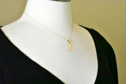 14k gold or sterling silver new jersey nj state map pendant charm personalized monogram