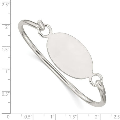 sterling silver oval id plate bangle bracelet custom engraved personalized name initials monogram