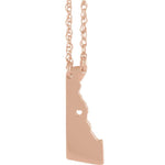 Load image into Gallery viewer, 14k Gold 10k Gold Silver Delaware State Map Necklace Heart Personalized City
