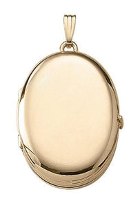14k Yellow Gold 23mm x 30mm Oval Photo Locket Pendant Charm Engraved Personalized Monogram