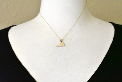 14k gold or sterling silver virginia va state map pendant charm personalized monogram