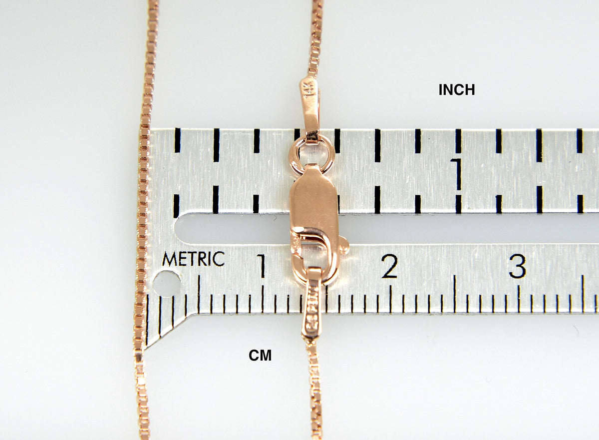 14k rose gold 0.9mm box link bracelet anklet choker necklace pendant chain