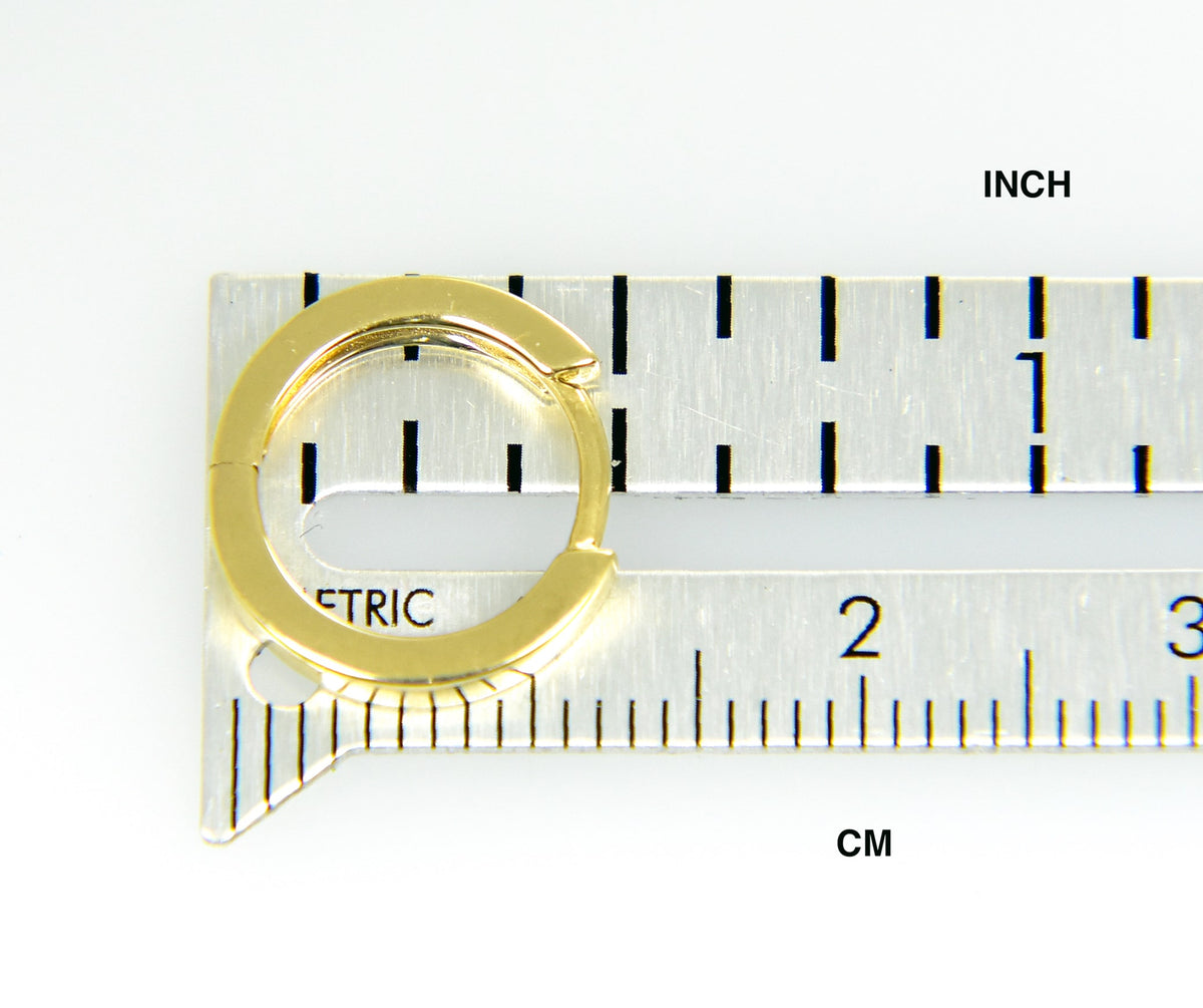 14k yellow gold classic huggie hinged hoop earrings 13mm x 13mm x 2mm