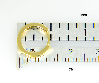 14k yellow gold classic huggie hinged hoop earrings 13mm x 13mm x 2mm