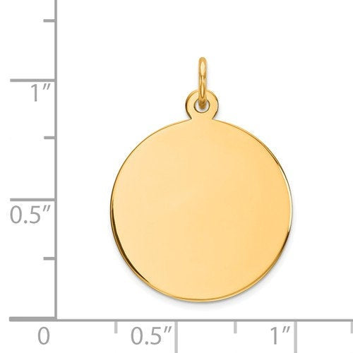 10k Yellow Gold 18mm Round Circle Disc Pendant Charm Personalized Monogram Engraved