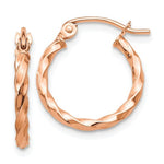 Carregar imagem no visualizador da galeria, 14K Rose Gold Fancy Twisted Hoop Earrings 15mm x 2mm
