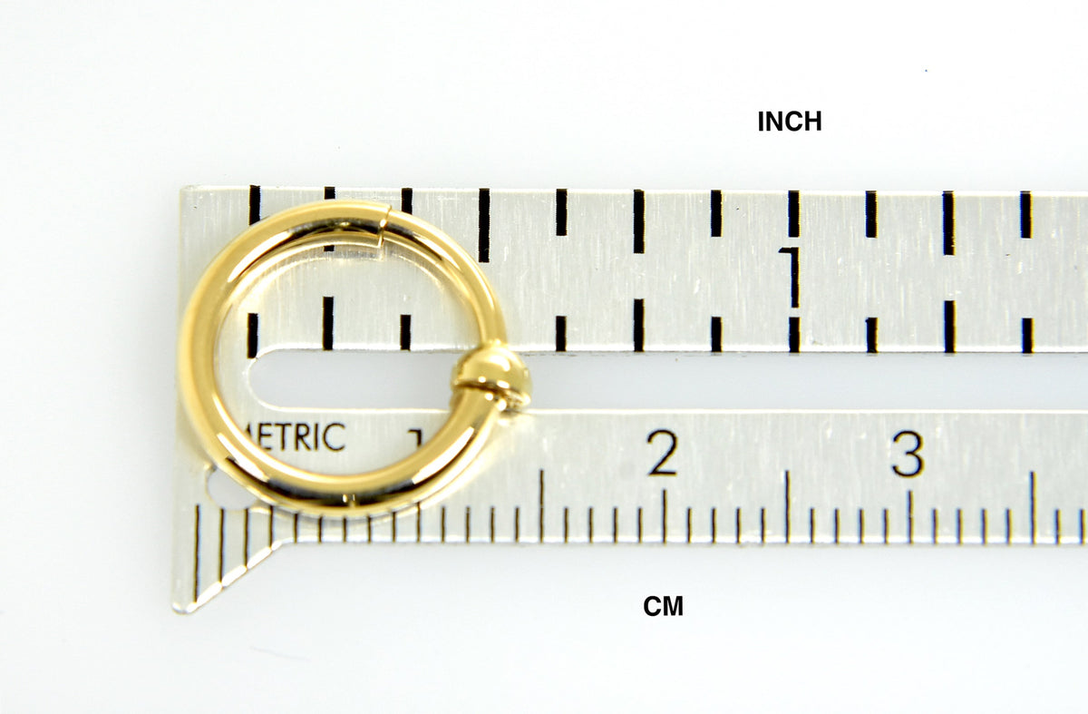 14k yellow gold 14mm x 2mm classic round endless hoop non pierced clip on earrings