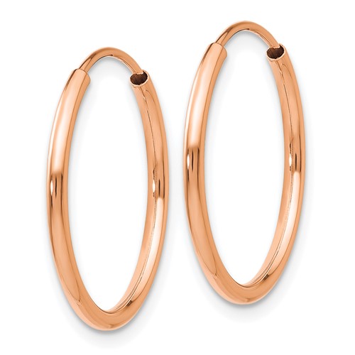 14k Rose Gold Classic Endless Round Hoop Earrings 20mm x 1.5mm