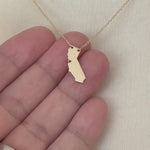 Load and play video in Gallery viewer, 14k Gold 10k Gold Silver California State Map Necklace Heart Personalized City
