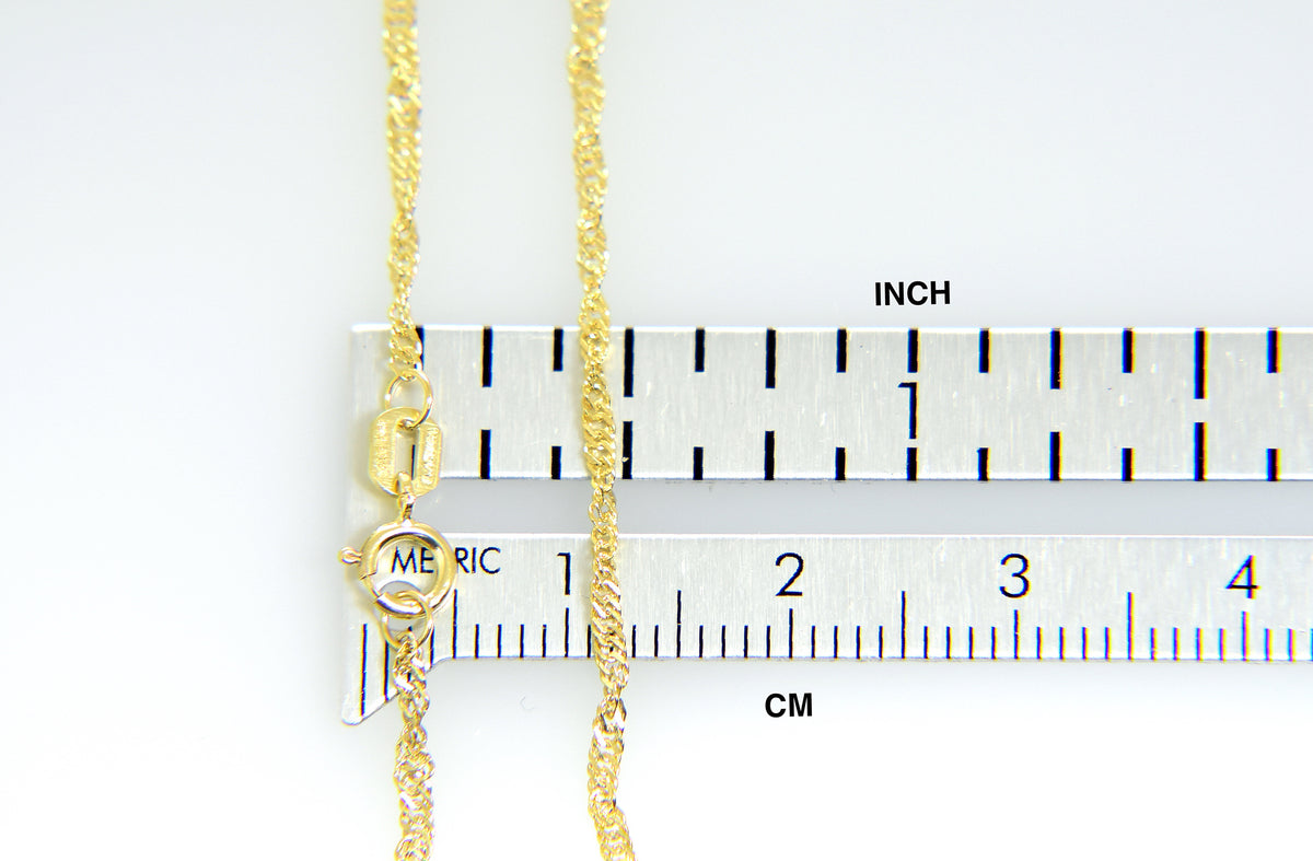 14k yellow gold 1.4mm singapore twisted bracelet anklet necklace choker pendant chain