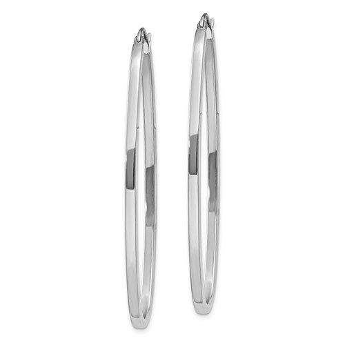 14k white gold classic large oval hoop earrings 50mm x 21mm x 2mm