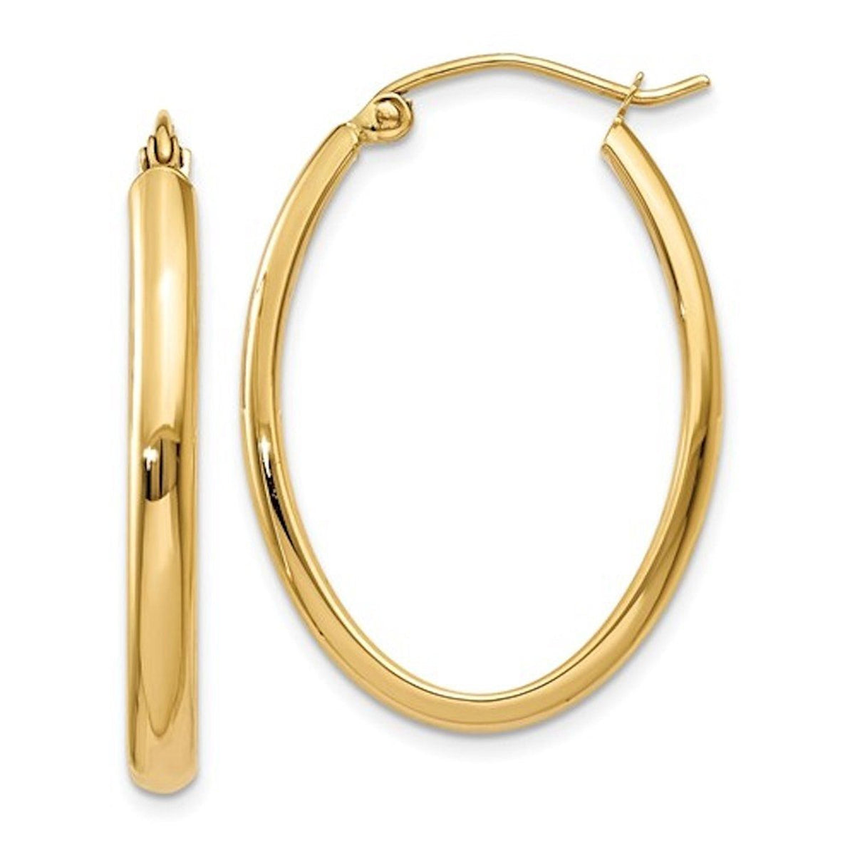 14k yellow gold classic polished oval hoop earrings 29mm x 21mm x 3mm