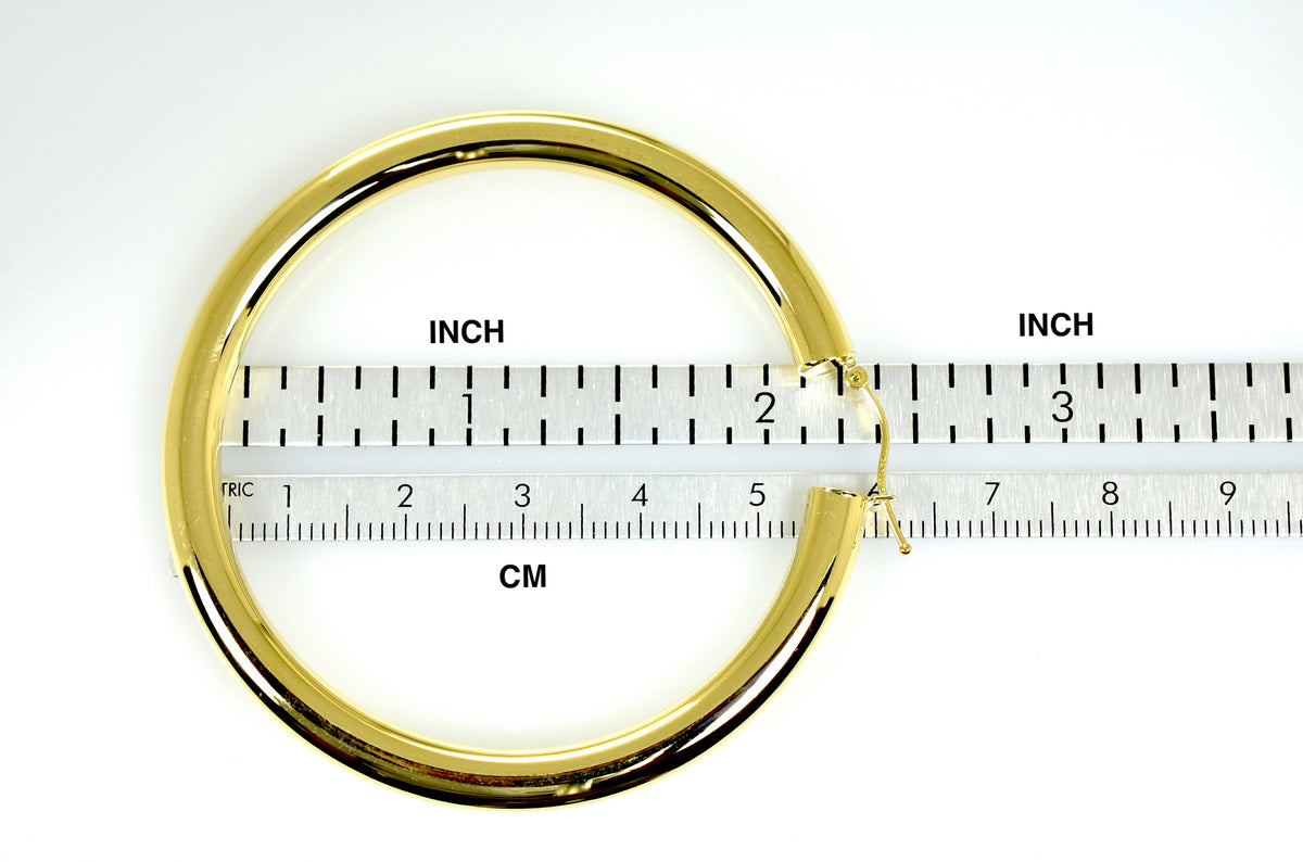 14k yellow gold classic round hoop earrings lightweight 60mm 55mm 48mm 43mm 40mm 35mm 30mm x 5mm