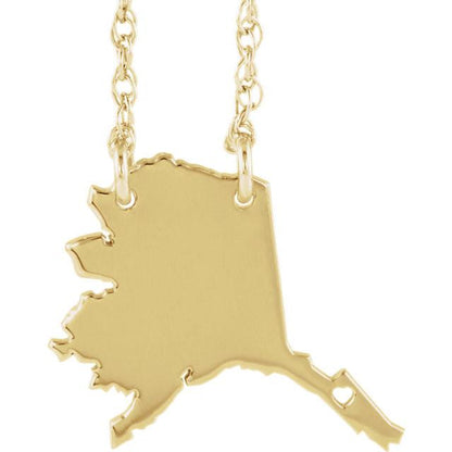 14k gold 10k gold silver alaska state map necklace heart personalized city