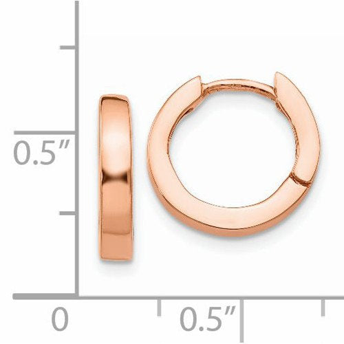 14k rose gold classic hinged hoop huggie earrings