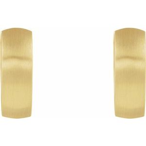 14k Yellow Gold Satin Brushed Huggie Hinged Hoop Earrings 17.5mm x 5.5mm