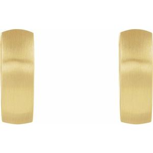 14k yellow gold satin brushed huggie hinged hoop earrings 17.5mm x 5.5mm