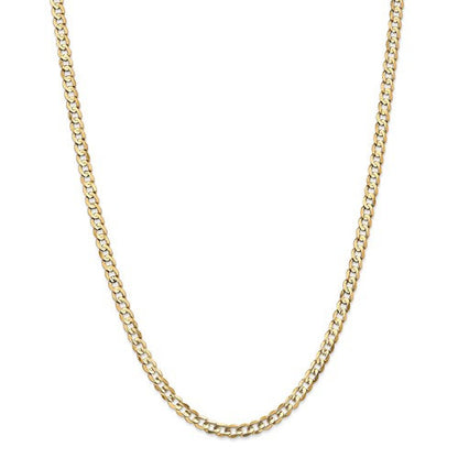 14k yellow gold 4.5mm open concave curb bracelet anklet choker necklace pendant chain