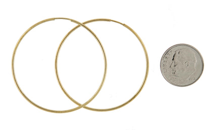 14k yellow gold round endless hoop earrings 40mm x 1.25mm