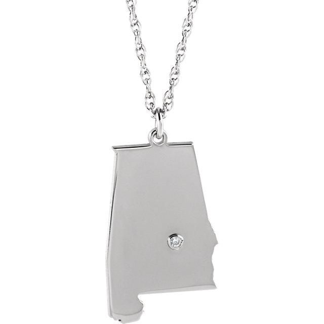 14k 10k yellow rose white gold diamond silver alabama al state map personalized city necklace