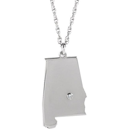 14k 10k yellow rose white gold diamond silver alabama al state map personalized city necklace
