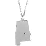 Load image into Gallery viewer, 14k 10k Yellow Rose White Gold Diamond Silver Alabama AL State Map Personalized City Necklace
